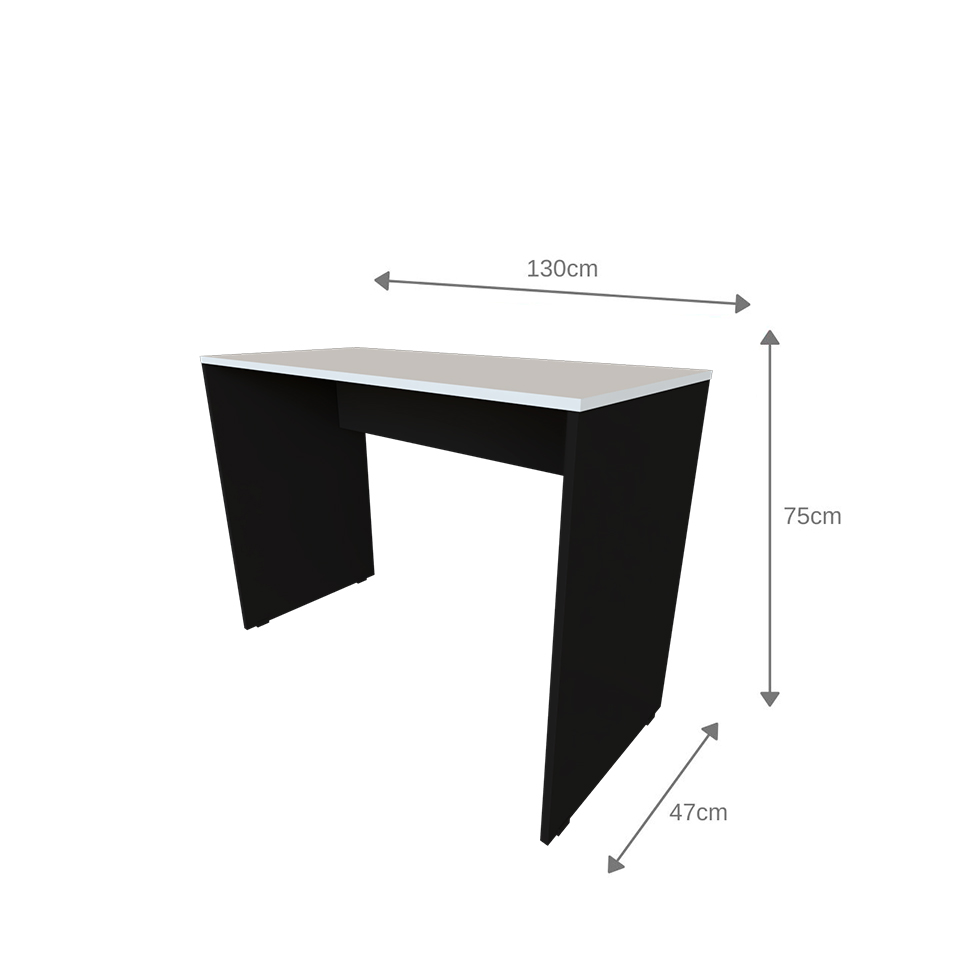 Escrivaninha Fini Cinza Cristal e Preta 130 cm