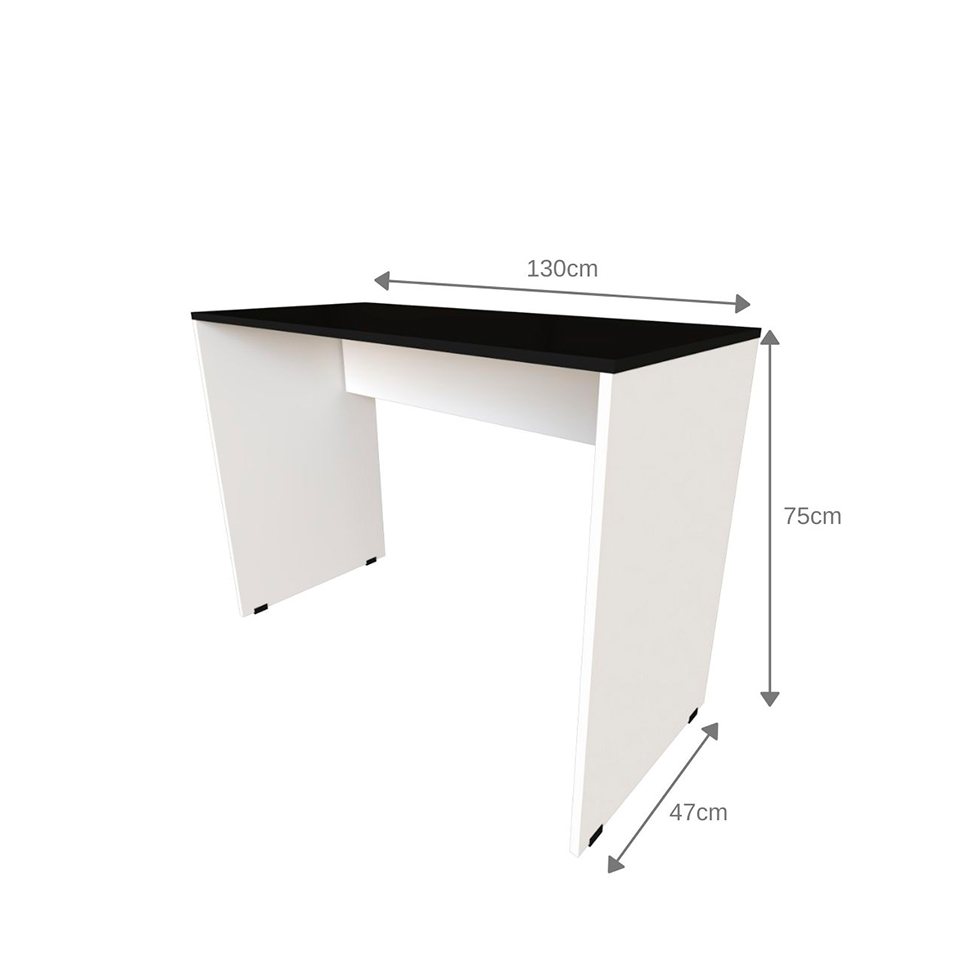 Escrivaninha Fini Preta e Branca 130 cm