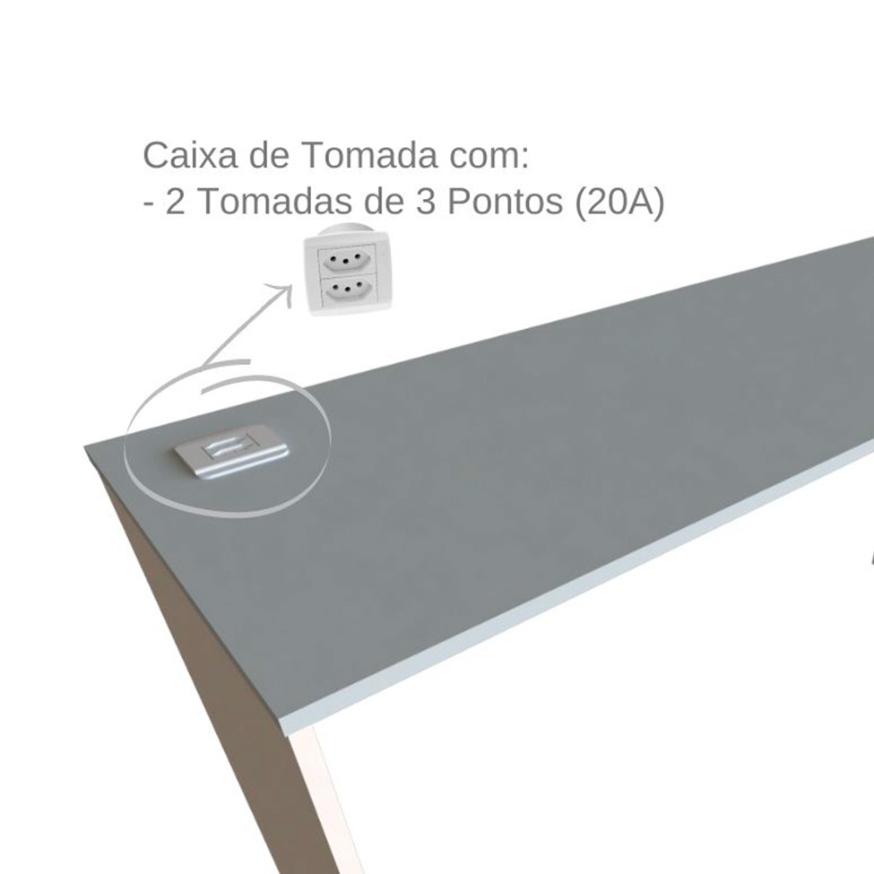 Escrivaninha com Estante e Prateleira KitCubos Branca e Cinza Cristal