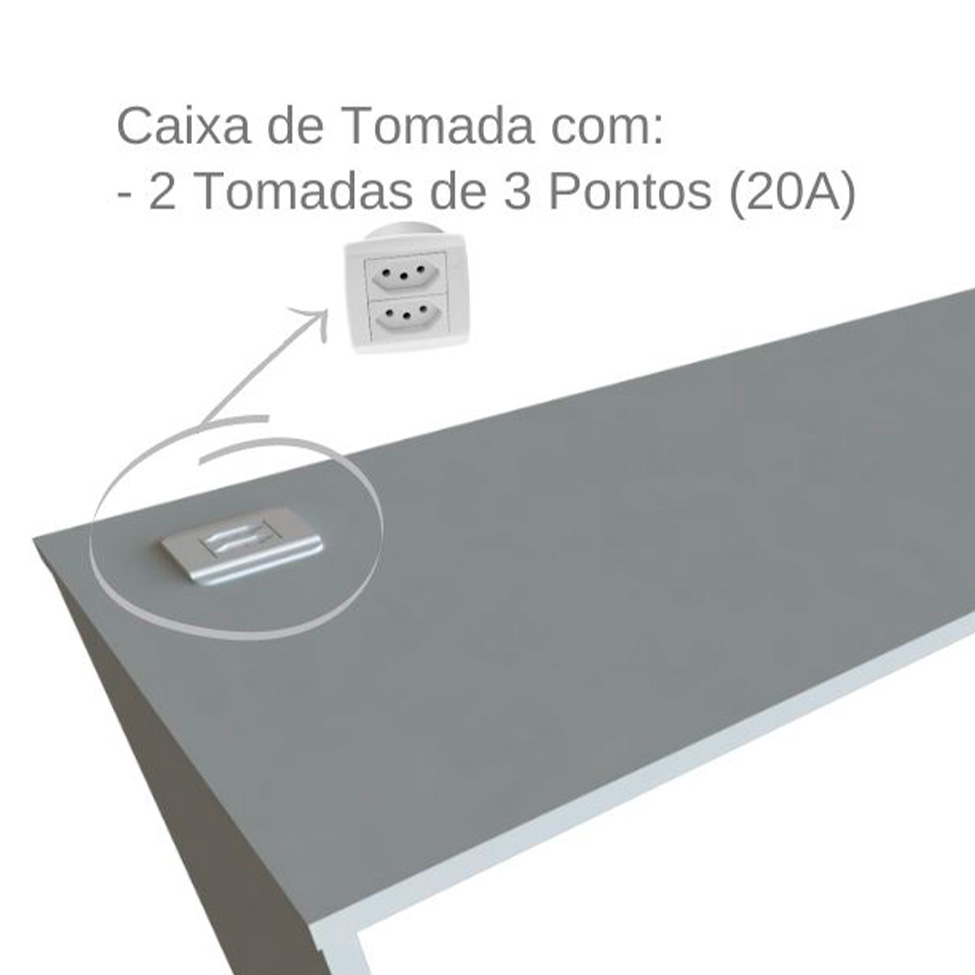 Escrivaninha com Estante e Prateleira KitCubos Cinza Cristal