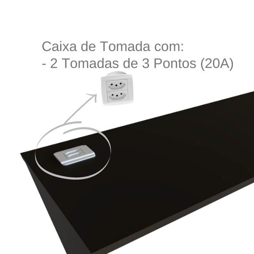 Escrivaninha com Estante e Prateleira KitCubos Preta