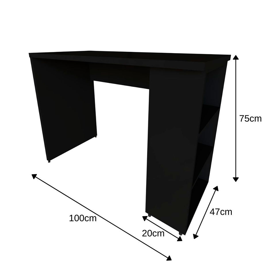 Escrivaninha com Prateleira KitCubos Preta 100 cm