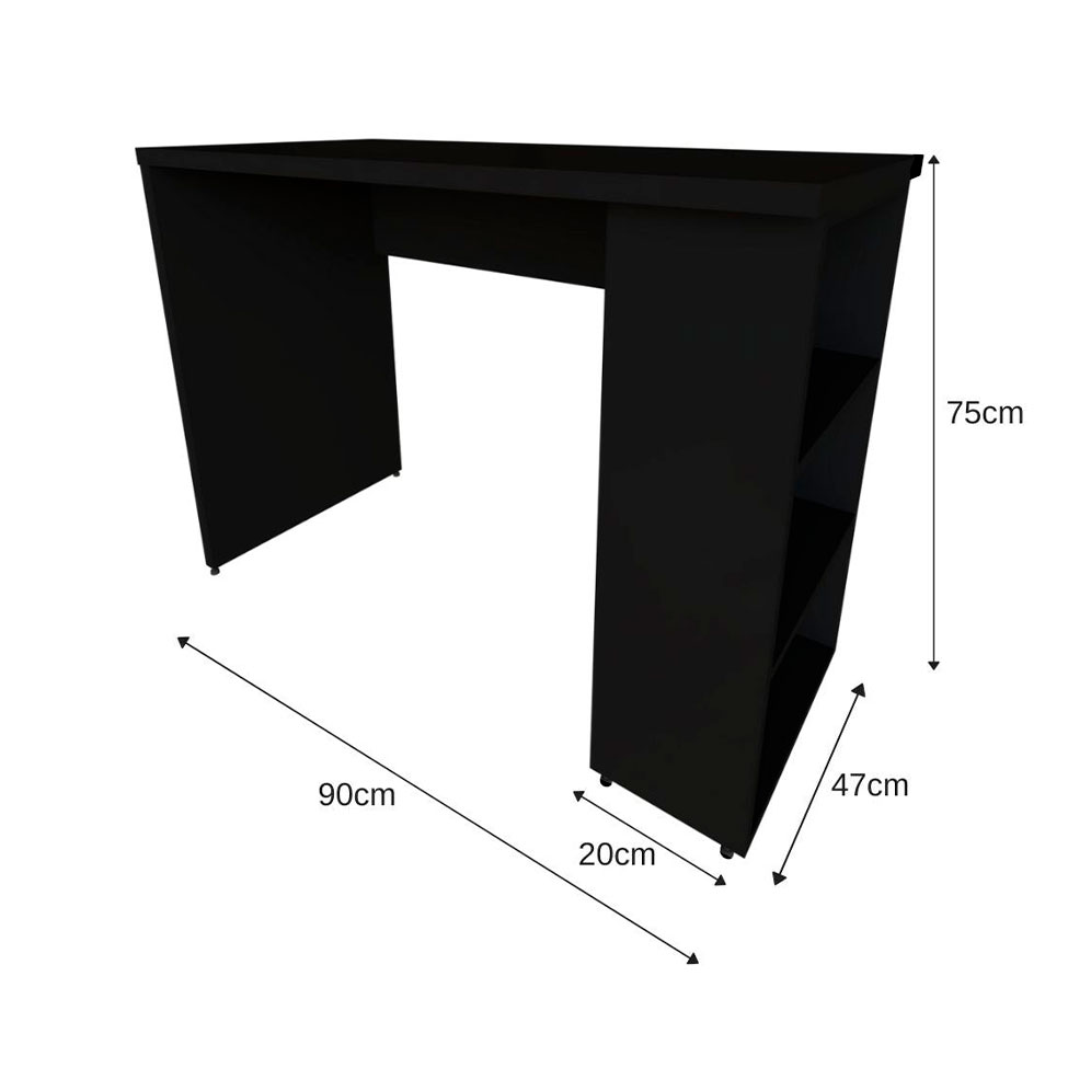 Escrivaninha com Prateleira KitCubos Preta 90 cm