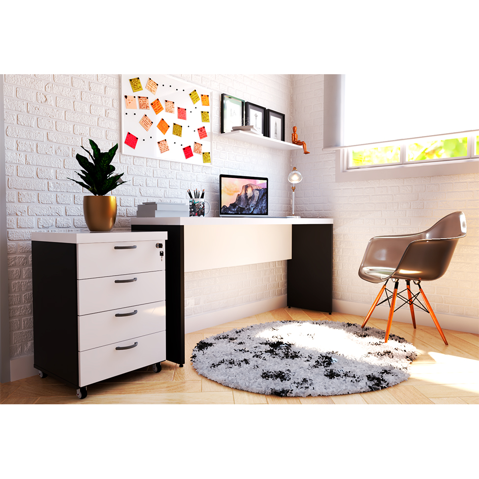Gaveteiro Natus 4 GV Branco e Preto