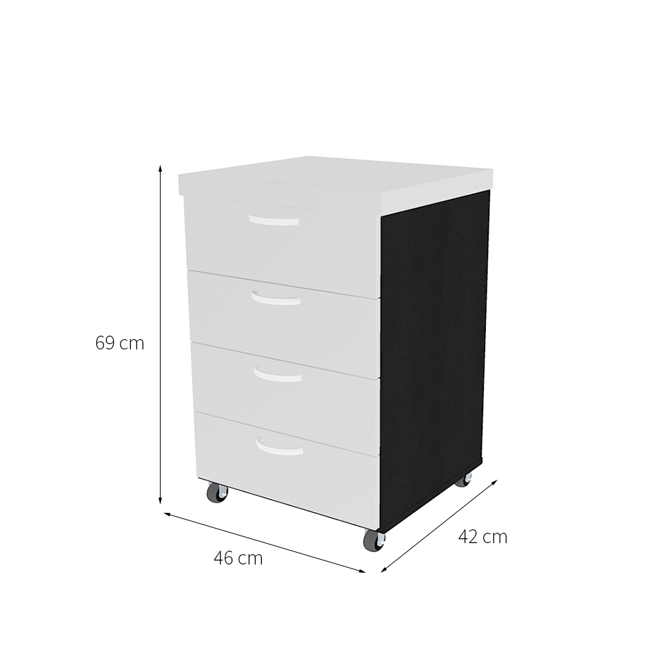 Gaveteiro Natus 4 GV Branco e Preto