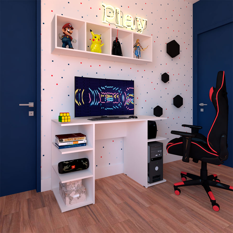 Mesa Gamer KitCubos Branca