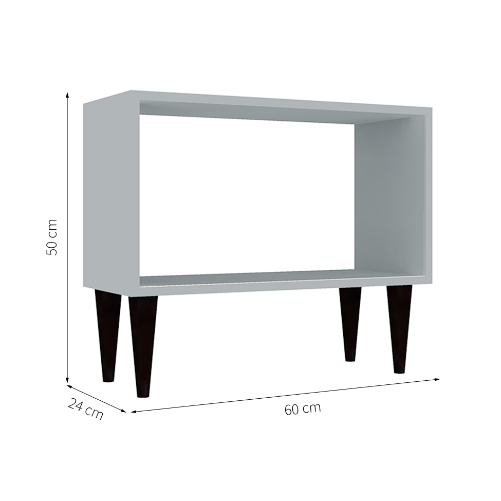 Mesa Lateral Olivia Cinza Cristal