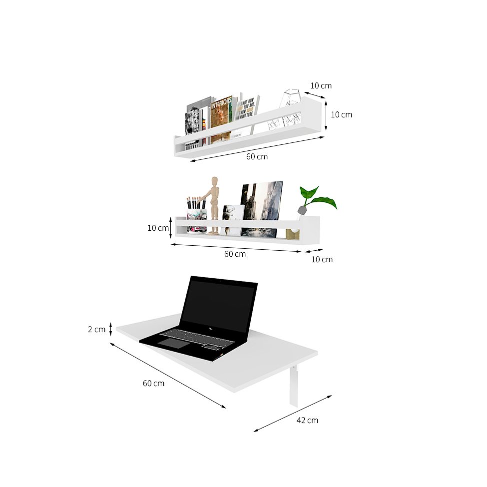 Mesa para Notebook Dobrável KitCubos Branca 60 cm