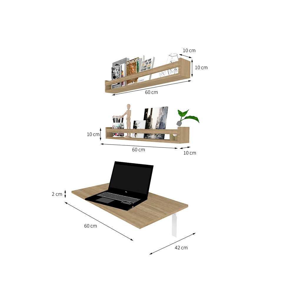 Mesa para Notebook Dobrável KitCubos Carvalho Mel 60 cm