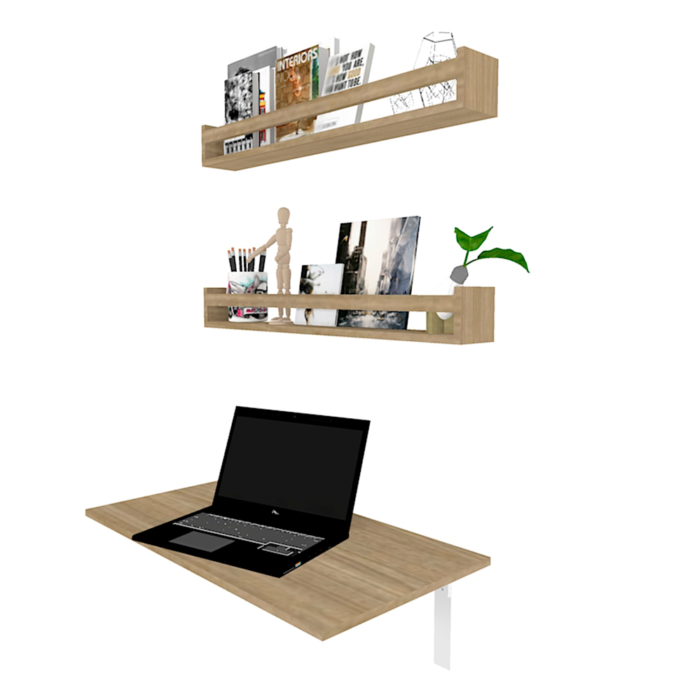 Mesa para Notebook Dobrável KitCubos Carvalho Mel 80 cm