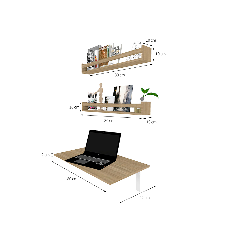 Mesa para Notebook Dobrável KitCubos Carvalho Mel 80 cm
