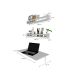 Mesa para Notebook Dobrável KitCubos Cinza Cristal 100 cm