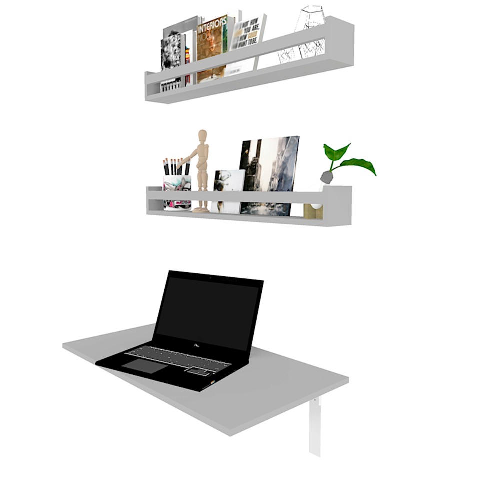Mesa para Notebook Dobrável KitCubos Cinza Cristal 60 cm