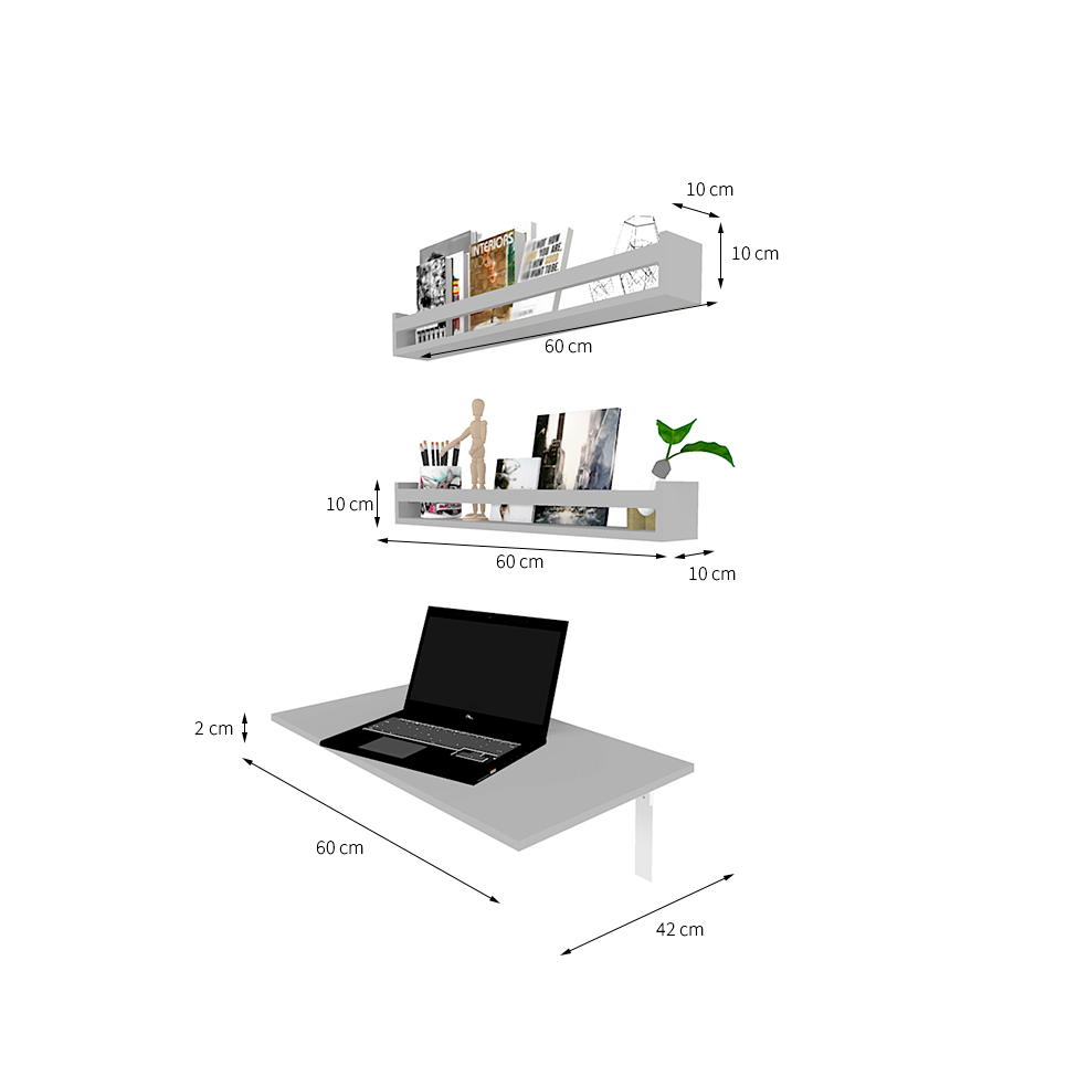 Mesa para Notebook Dobrável KitCubos Cinza Cristal 60 cm