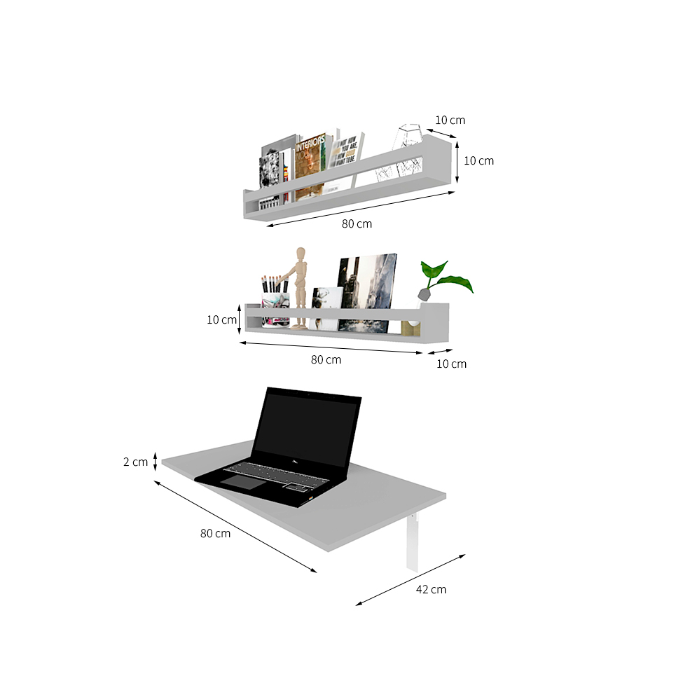 Mesa para Notebook Dobrável KitCubos Cinza Cristal 80 cm