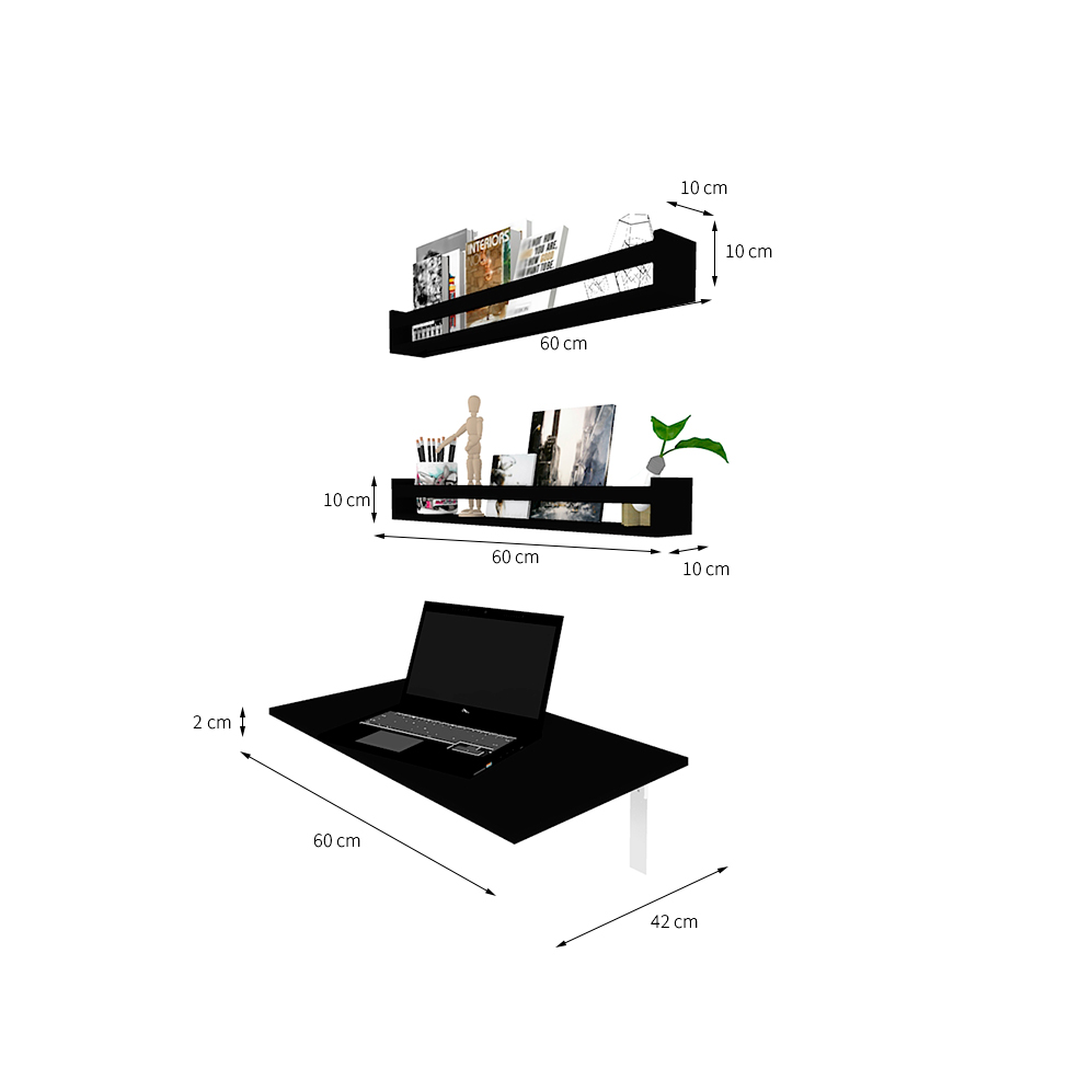 Mesa para Notebook Dobrável KitCubos Preta 60 cm