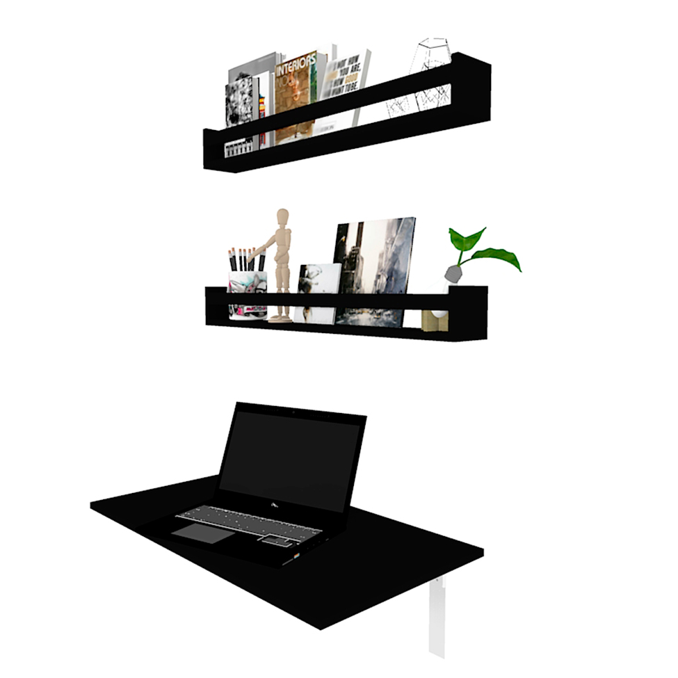 Mesa para Notebook Dobrável KitCubos Preta 80 cm