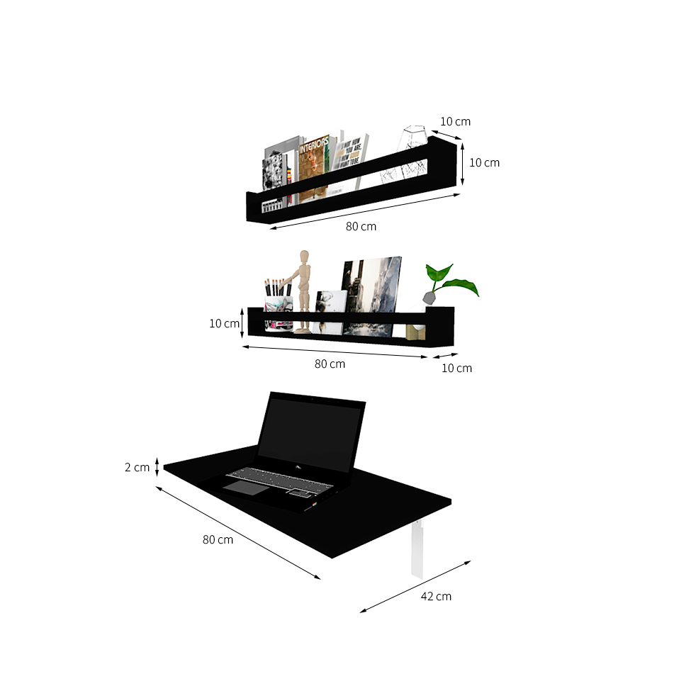 Mesa para Notebook Dobrável KitCubos Preta 80 cm