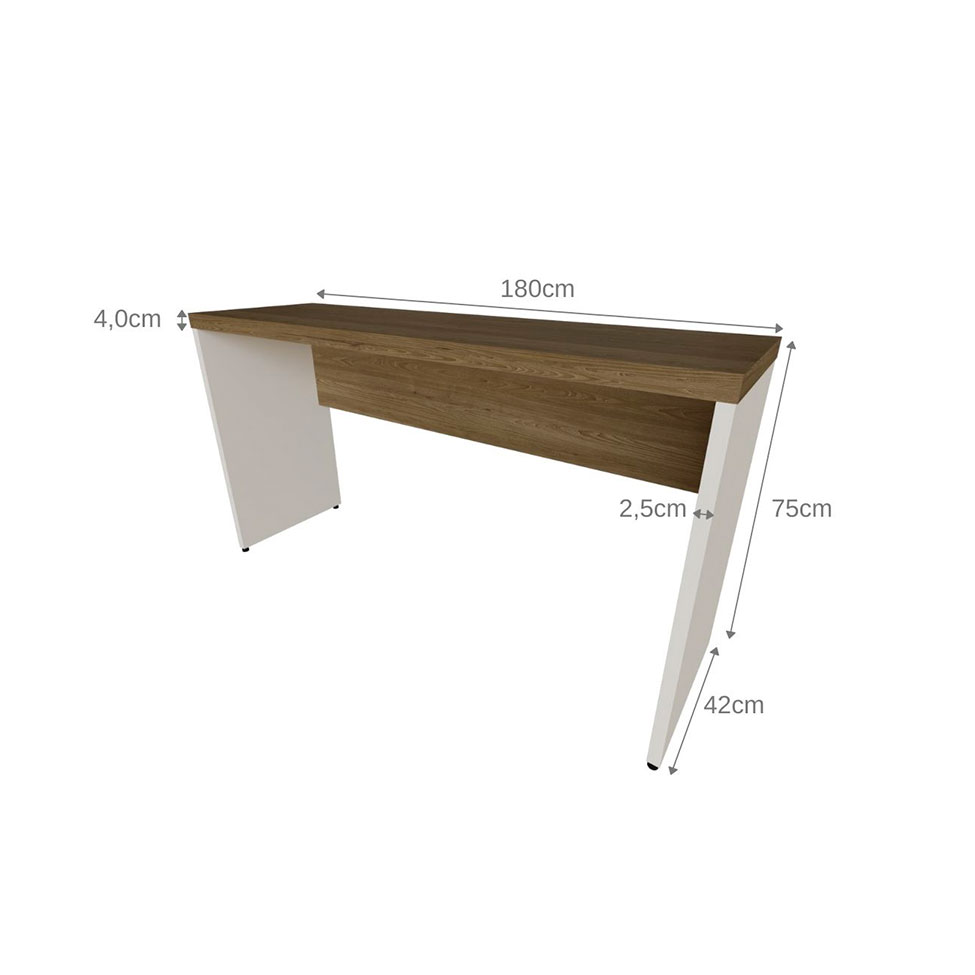 Mesa para Notebook Natus Branca e Carvalho 180 cm