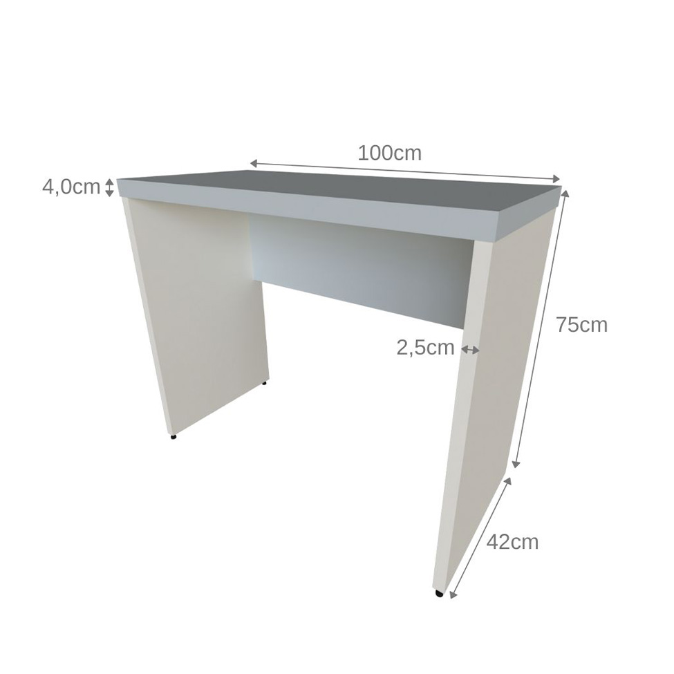 Mesa para Notebook Natus Branca e Cinza 100 cm