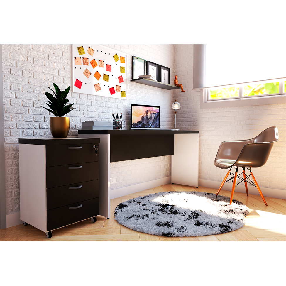 Mesa para Notebook Natus Branca e Preta 180 cm