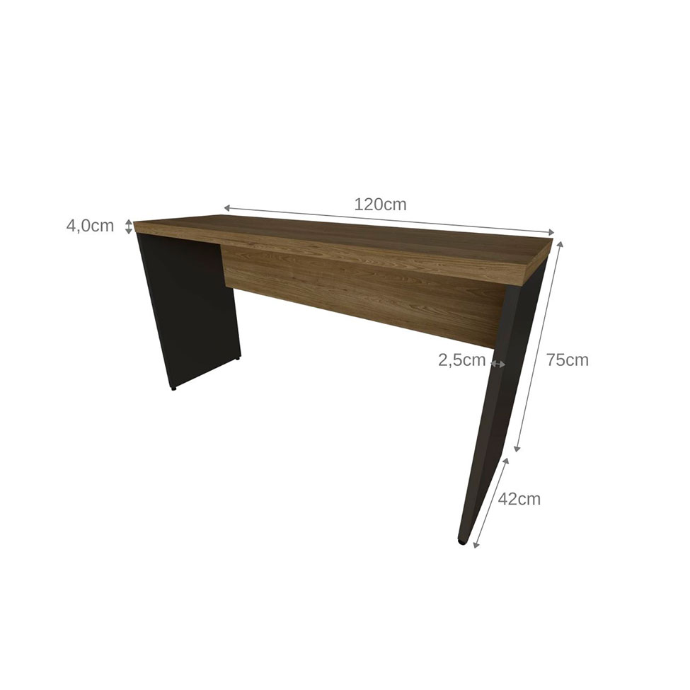 Mesa para Notebook Natus Preta e Carvalho 120 cm