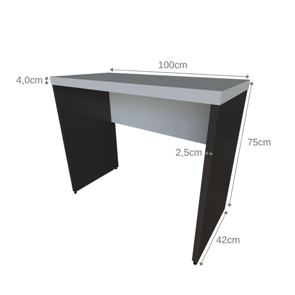 Mesa para Notebook Natus Preta e Cinza 100 cm