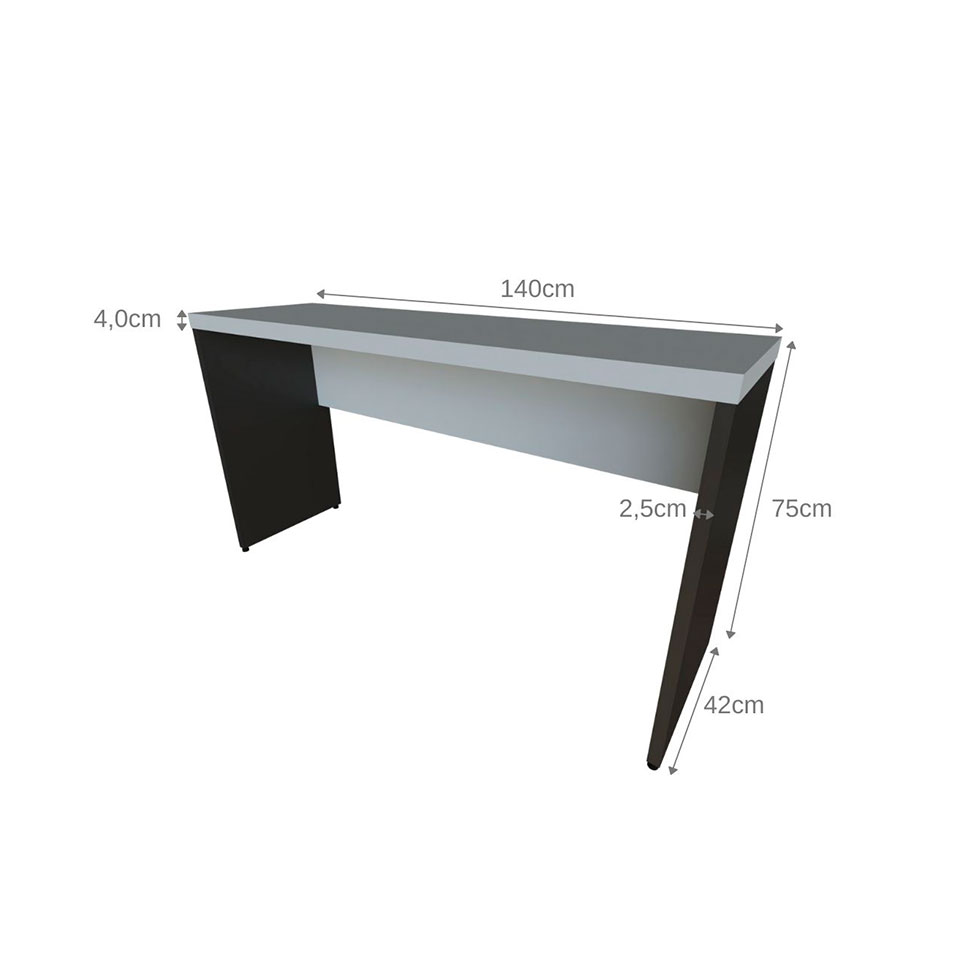 Mesa para Notebook Natus Preta e Cinza 140 cm