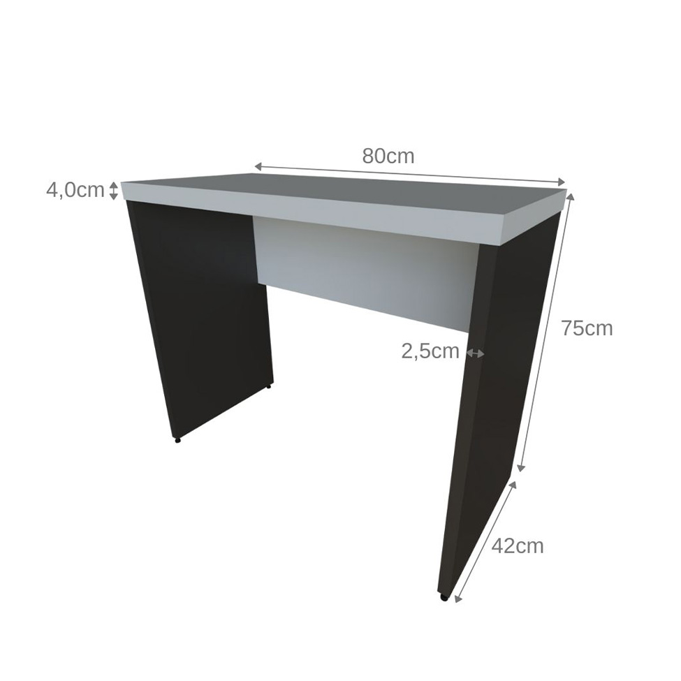 Mesa para Notebook Natus Preta e Cinza 80 cm