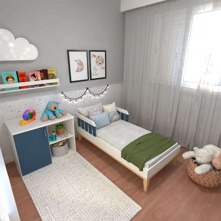 Quarto Infantil Carrinhos Azul Marinho