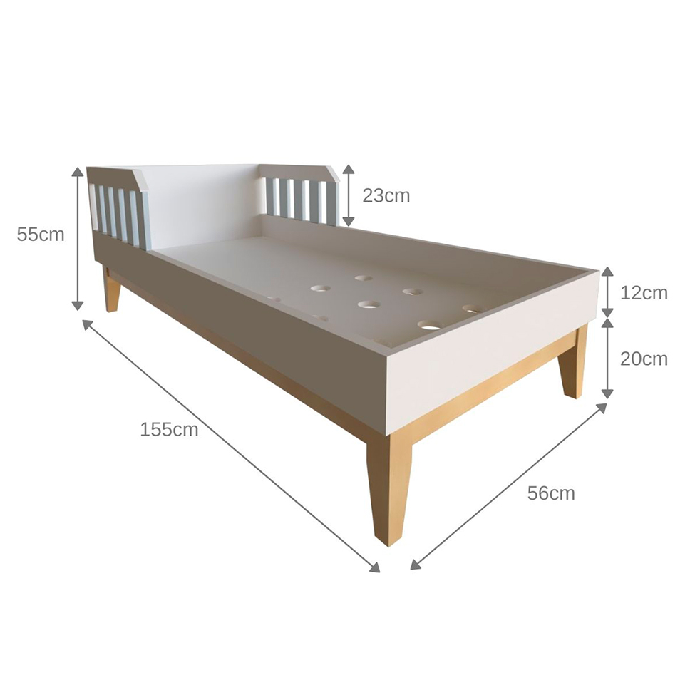 Quarto Infantil Adoleta 1 PT Branco e Cinza Cristal