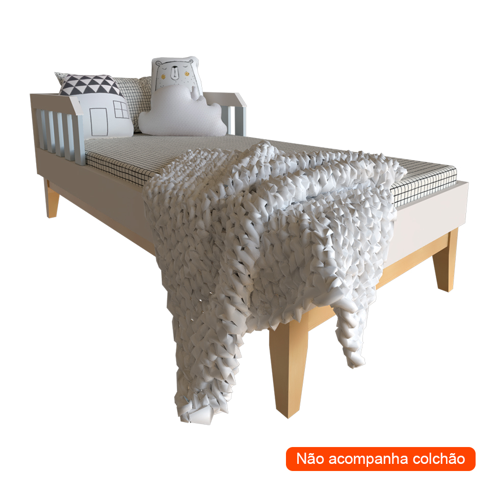 Quarto Infantil Adoleta 1 PT Branco e Cinza Cristal