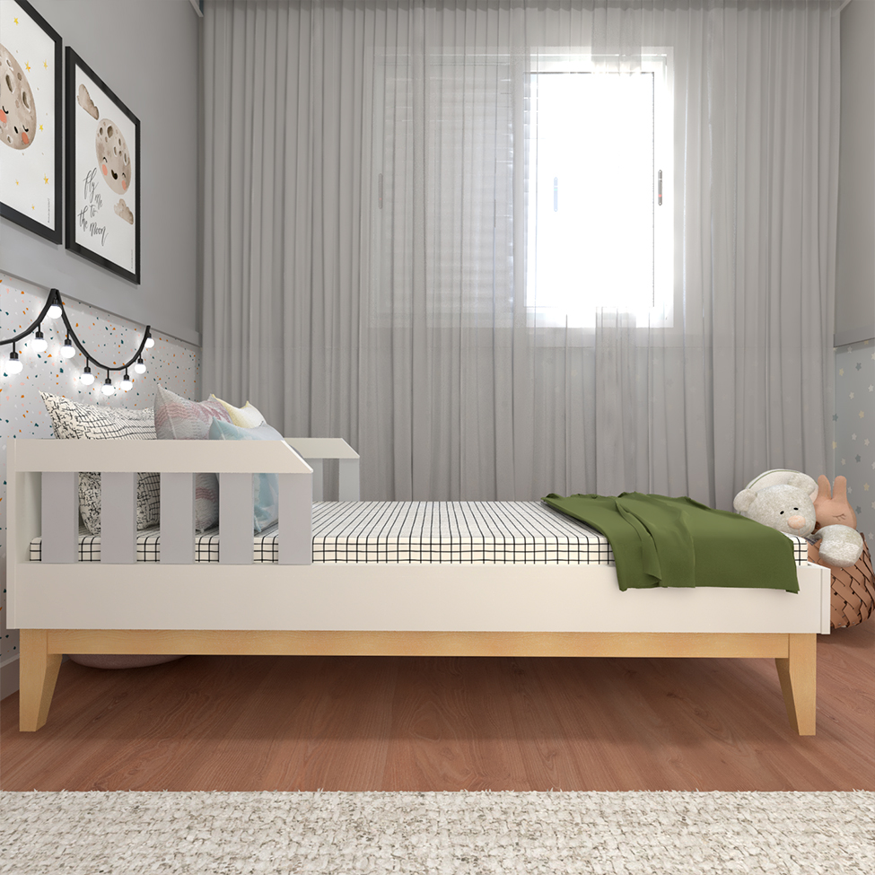 Quarto Infantil Adoleta 1 PT Branco e Cinza Cristal