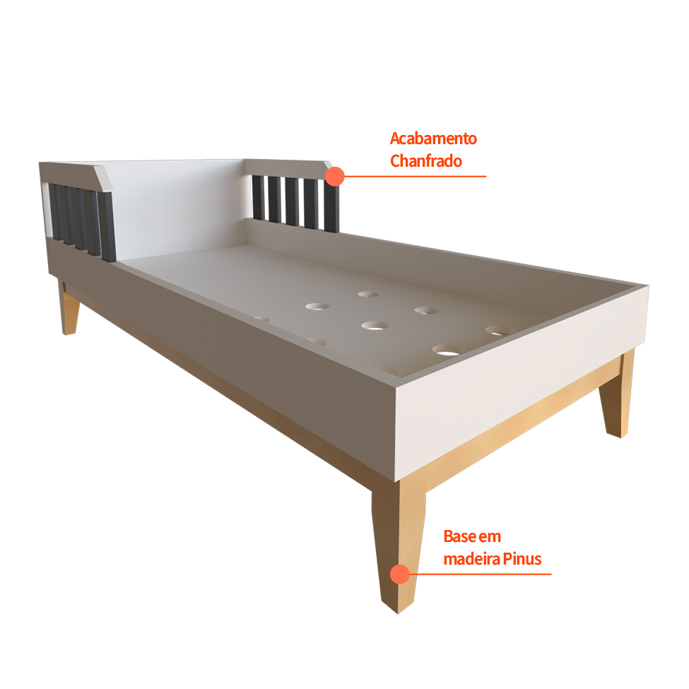 Quarto Infantil Adoleta 1 PT Branco e Preto