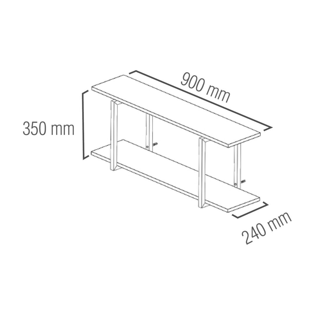Kit com 2 Prateleiras 90 x 20 cm Preto – NIP3-9020