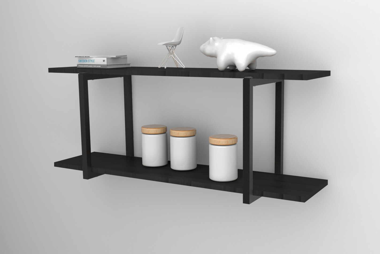 Kit com 2 Prateleiras 90 x 20 cm Preto – NIP3-9020