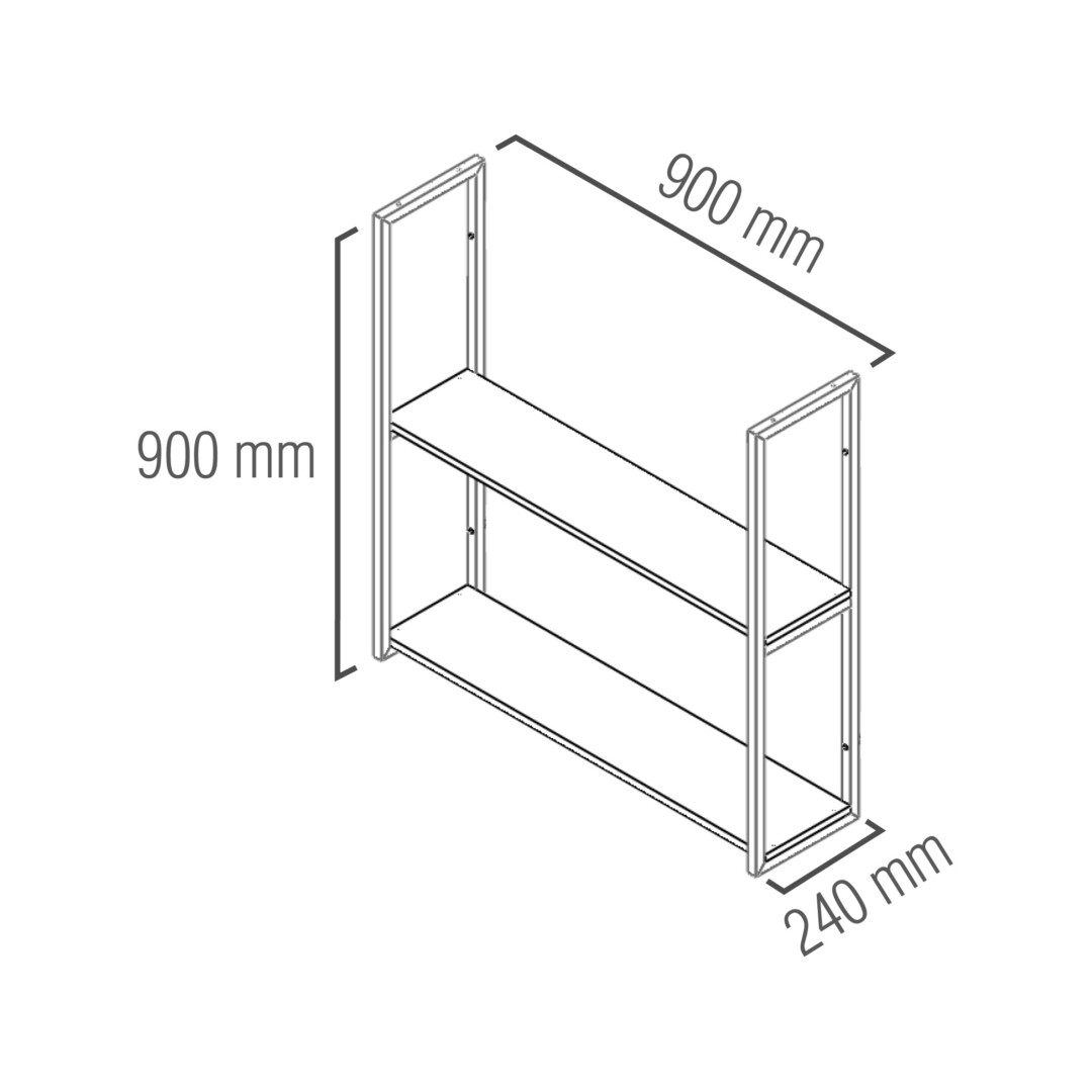 Kit com 2 Prateleiras 90 x 20 cm Preto – PIP2-9020