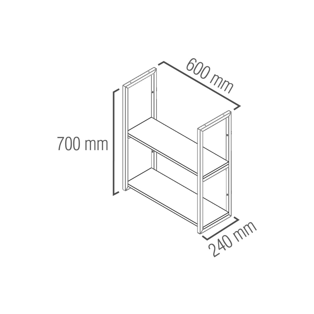 Prateleira com 2 Prateleiras 60 x 20 cm Preto – PIP1-6020