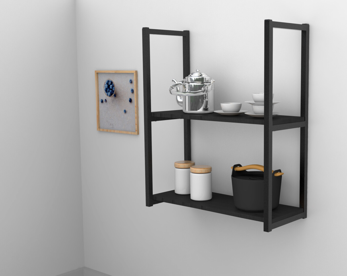 Prateleira com 2 Prateleiras 60 x 20 cm Preto – PIP1-6020