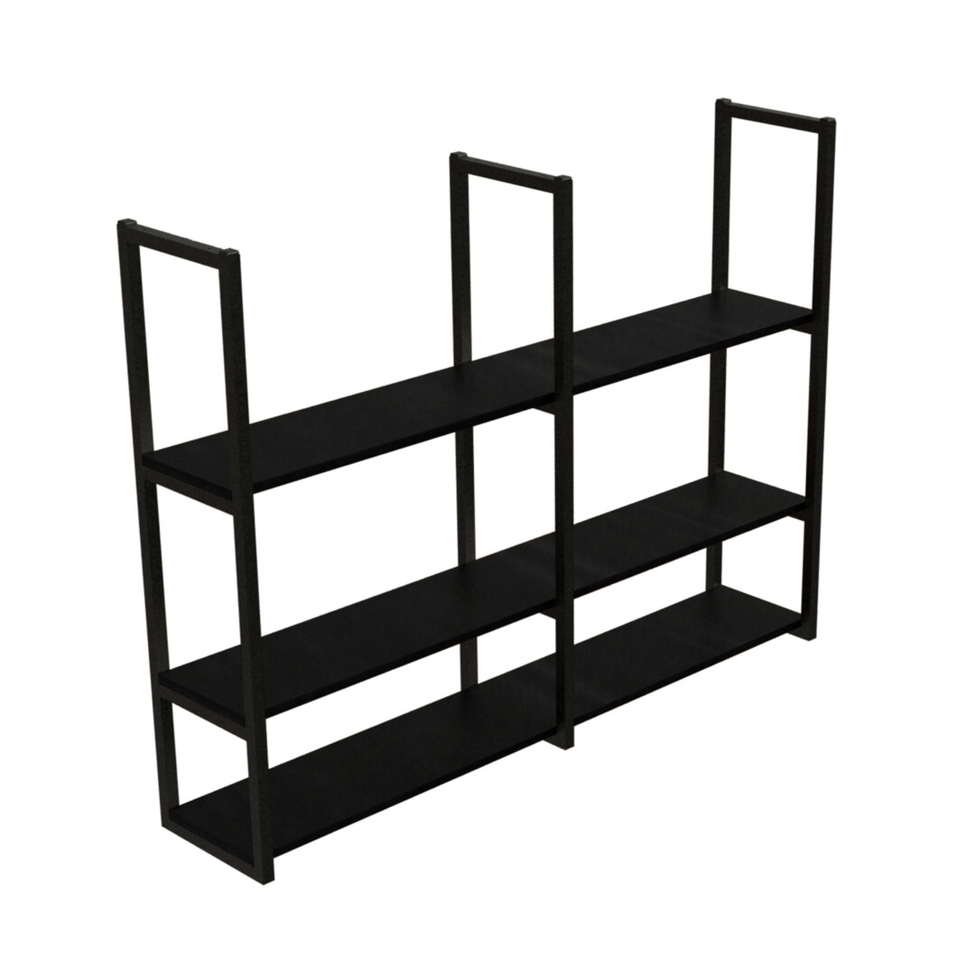 Prateleira industrial preta 03 prateleiras 120x20 - brasforma - pip3-12020