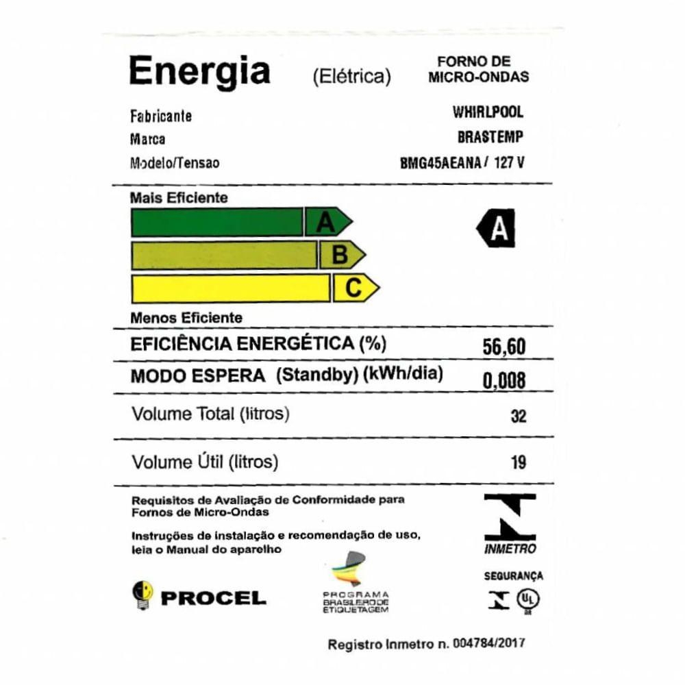 Micro-ondas Brastemp 32L Painel Integrado e Grill Preto 220v