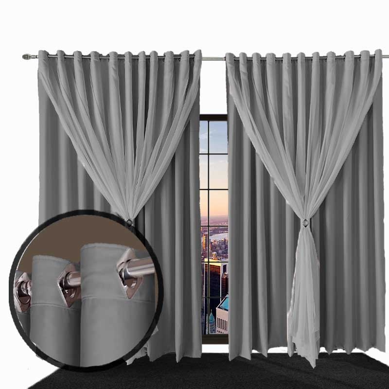 cortina blackout Ana quarto e sala 3,00 x 2,50 cinza