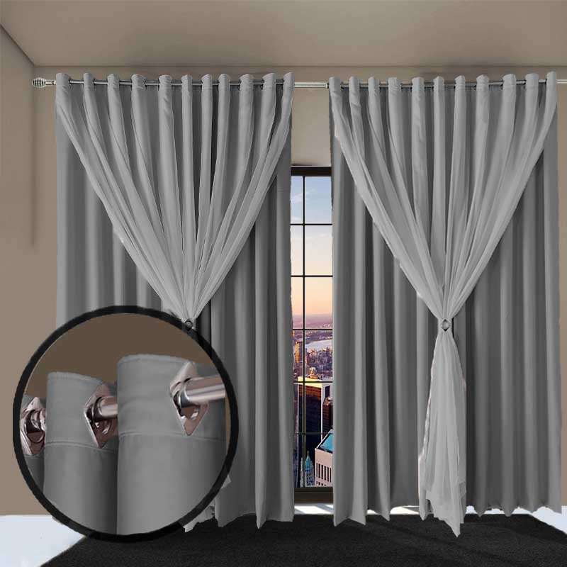 cortina blackout Ana quarto e sala 3,00 x 2,50 cinza