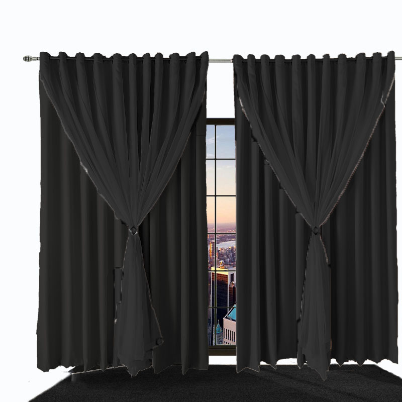 cortina blackout blecaute Ana quarto 4,00 x 2,80 preto