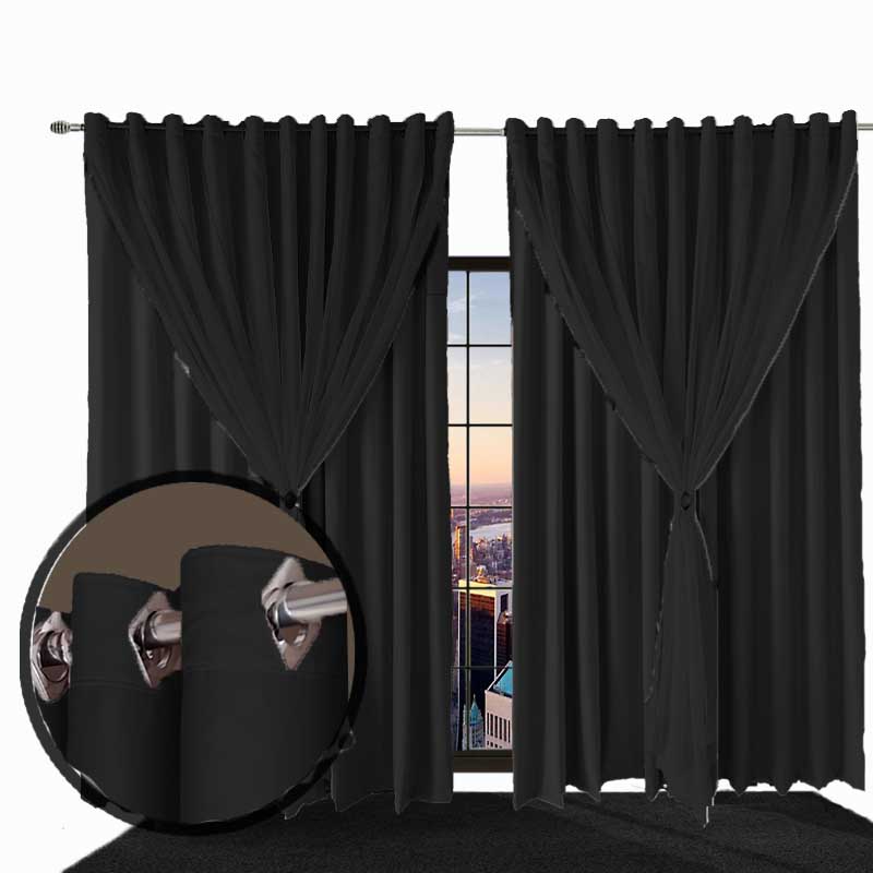 cortina blackout blecaute Ana quarto 4,00 x 2,80 preto