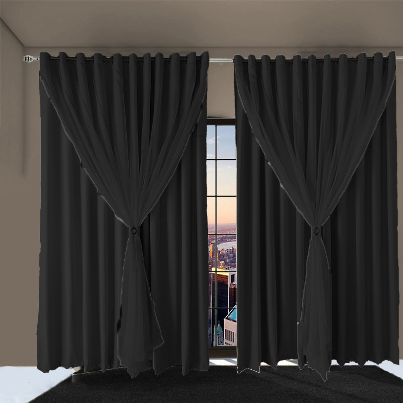cortina blackout blecaute Ana quarto 4,00 x 2,80 preto