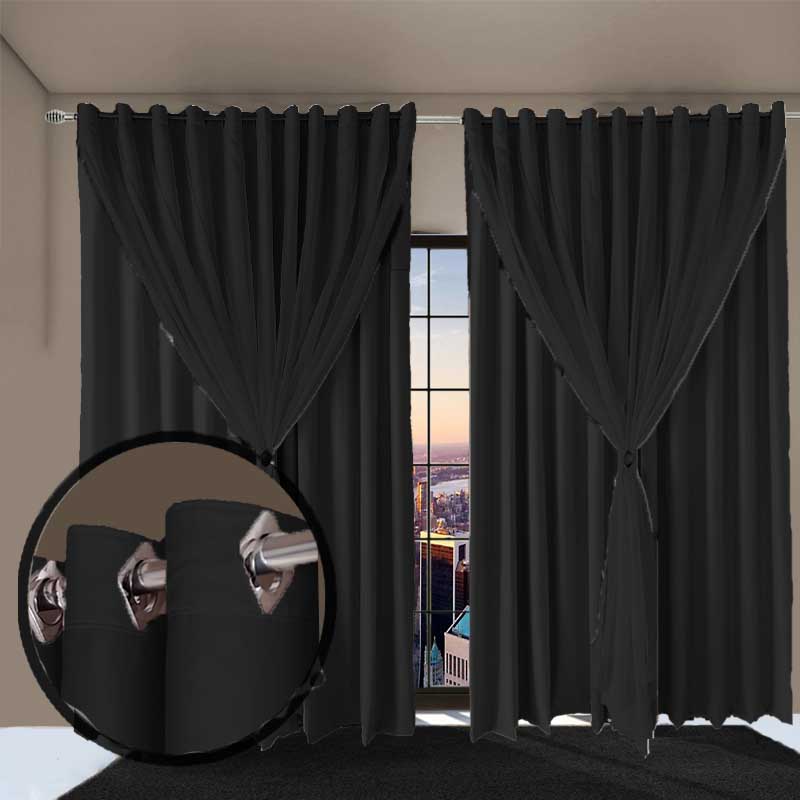 cortina blackout blecaute Ana quarto 4,00 x 2,80 preto
