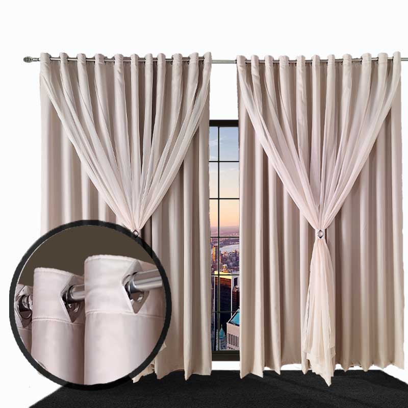 cortina blackout corta luz 7,00 x 2,40 sala Ana voil palha