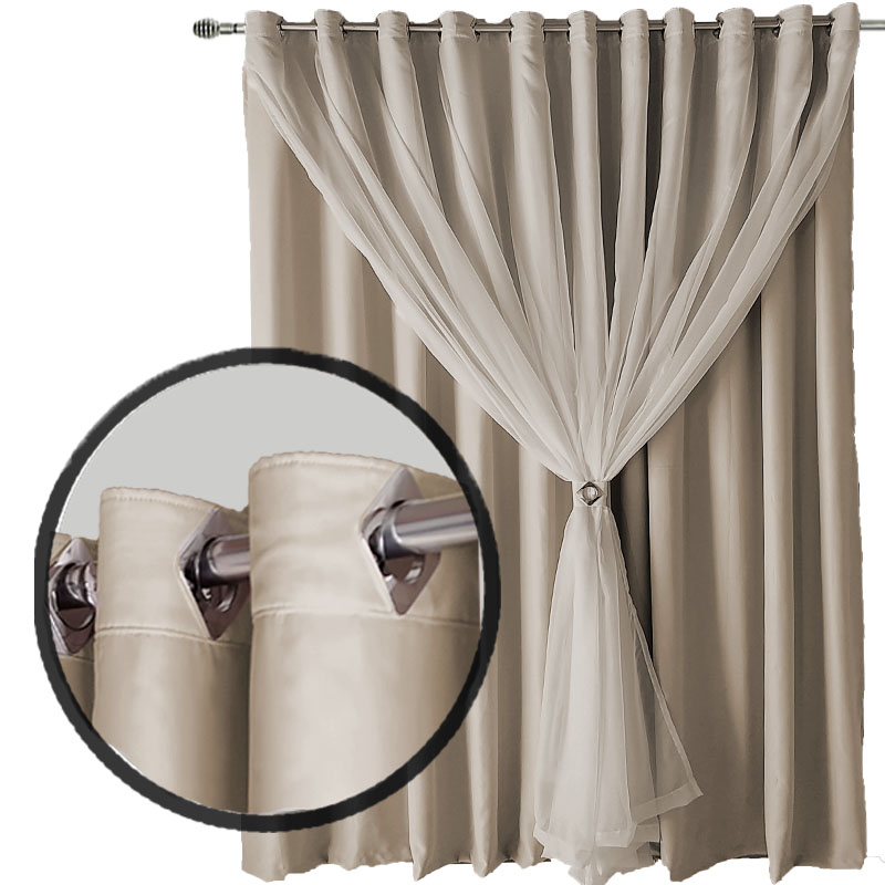 cortina blackout corta luz 7,00 x 2,40 sala Ana voil palha