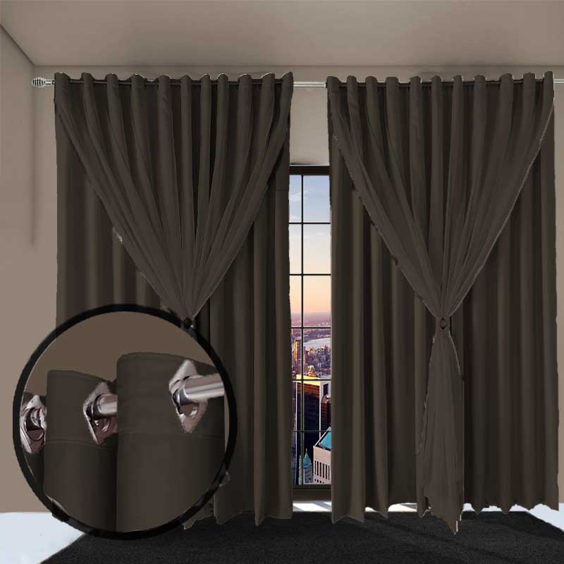 cortina blackout de ilhiois quarto 6,00 x 2,60 Ana marrom